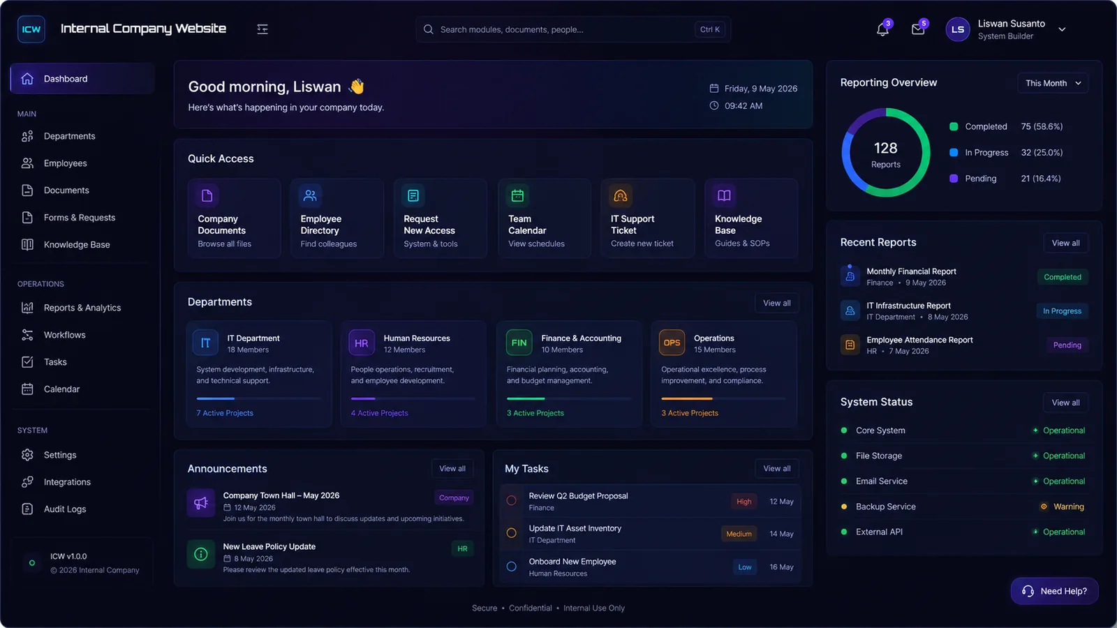 Internal Company Website